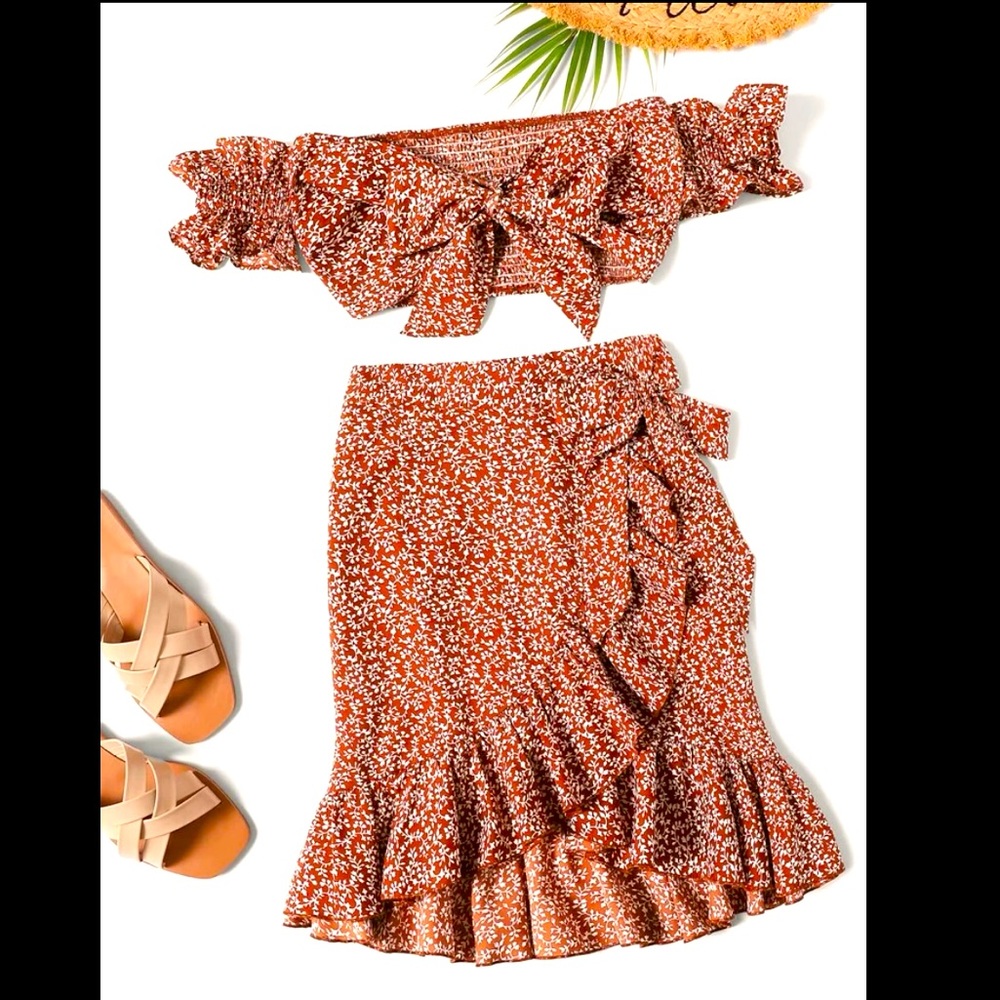 Floral Top and Skirt Set